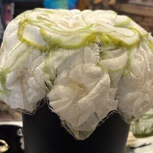 Vintage Chic Floral White and Green Women's Hat